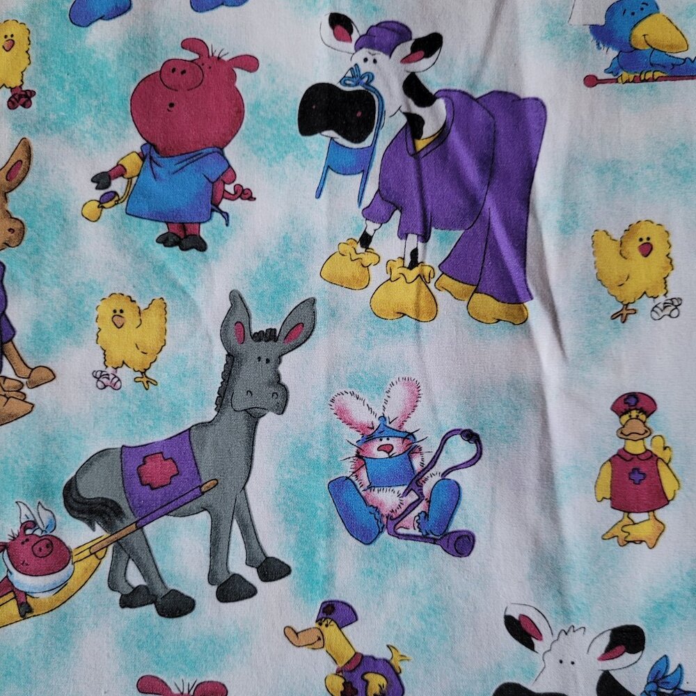 Vintage Jelly Bean Junction Animal Hospital Fabric 1-1/2 Yards by 58" Wide RARE